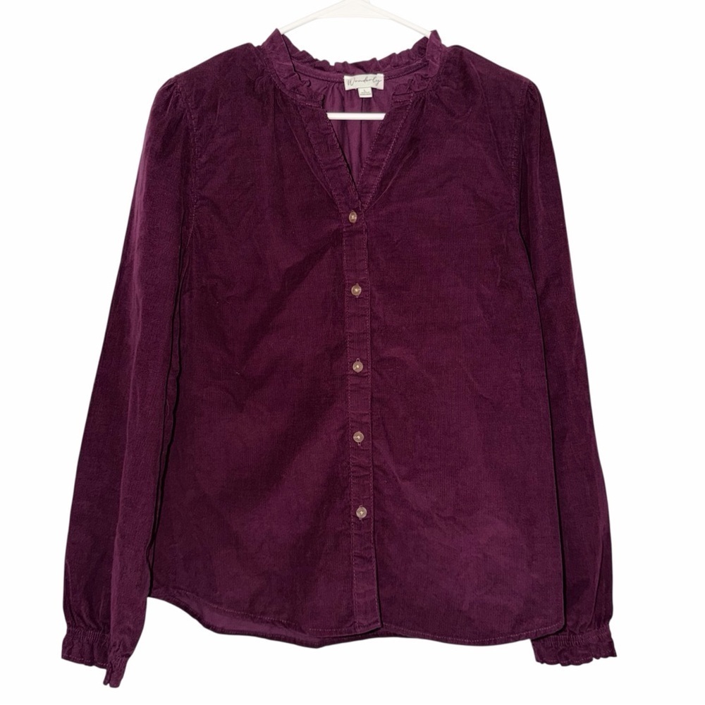 Wonderly Deep Plum Button Front Top Size Large